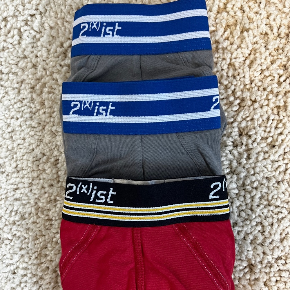 3-Pack 2(x)ist Sport Low-Rise Briefs (2 Gray / 1 Red) - Size Medium